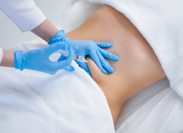 Picture of lipolysis treatment on different parts of woman body